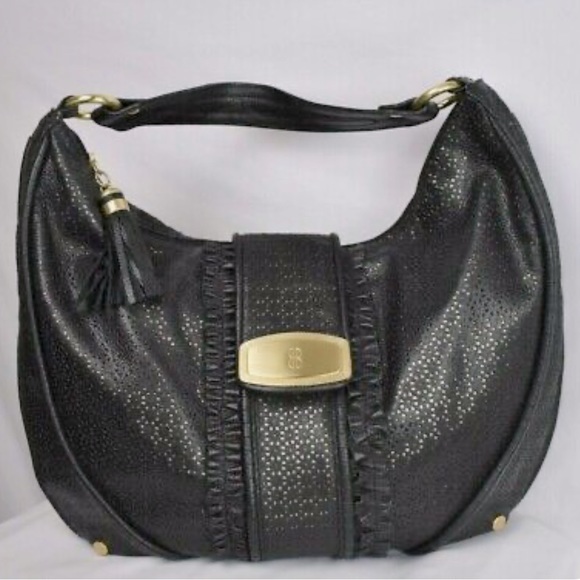 🔥🔥 $1350 BILL BLASS Lambskin Leather Hobo Latticework Laser-cut - Picture 6 of 6